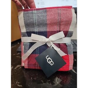 NWT! UGG Camper Plaid Kitchen Towels (Set of 3) 18 Inch X 28 Inch Lava Color NEW